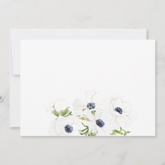 Weddenschap-uitnodiging witte annemonbloemen kaart (Achterkant)