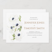 Weddenschap-uitnodiging witte annemonbloemen kaart (Voorkant / Achterkant)