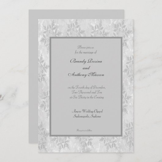 Weddenschap Uitnodigingen wintersneeuwvlokken brui (Voorkant / Achterkant)