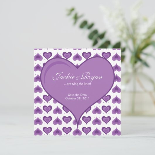Weddenschap Uitnodigingsgeluid Paars Save The Date (Staand voorkant)