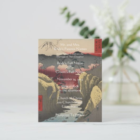 Weddenschap Uitnodigingskunstenaar Hiroshige Utaga Uitnodiging Briefkaart (Staand voorkant)