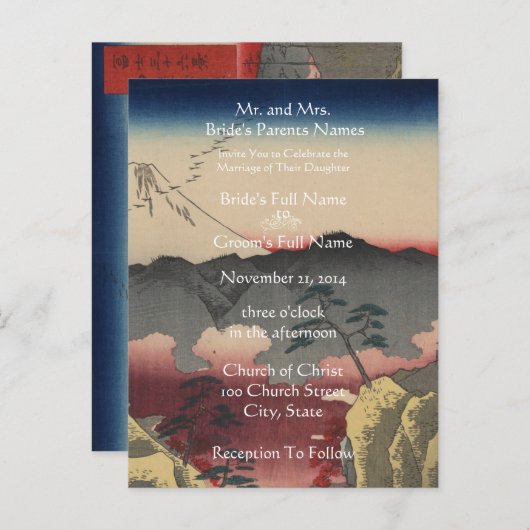 Weddenschap Uitnodigingskunstenaar Hiroshige Utaga Uitnodiging Briefkaart (Voorkant / Achterkant)