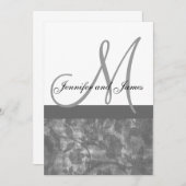 Weddenschap Uitnodigingsmonogram Names Black Flora Kaart (Voorkant / Achterkant)