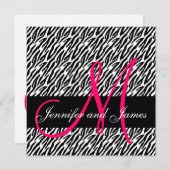 Weddenschap Uitnodigingsmonogram Names Black White Kaart (Voorkant / Achterkant)