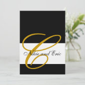 Weddenschap Uitnodigingsmonogram Names Gold Black  Kaart (Staand voorkant)