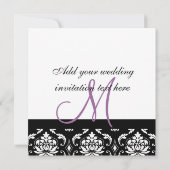 Weddenschap Uitnodigingsmonogram Names Plum Damask Kaart (Achterkant)