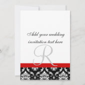 Weddenschap Uitnodigingsmonogram Names Red Damask Kaart (Achterkant)