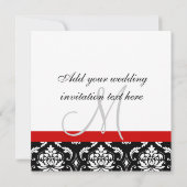 Weddenschap Uitnodigingsmonogram Names Red Damask Kaart (Achterkant)