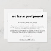 Weddenschap Uitstel Eenvoudig Typografisch Wit Aankondigingskaart (Voorkant / Achterkant)