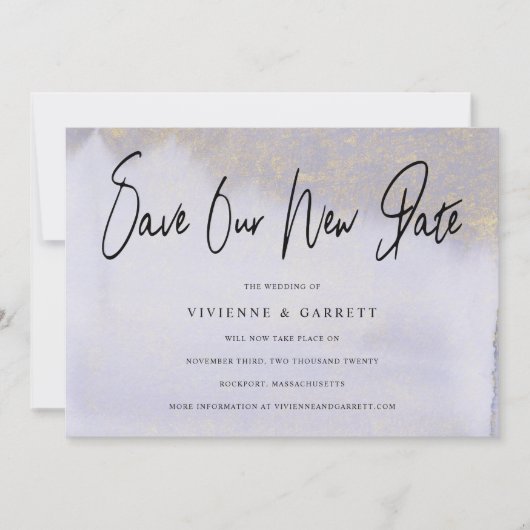 Weddenschap Uitstel opslaan onze nieuwe datumfoto Save The Date (Voorkant)