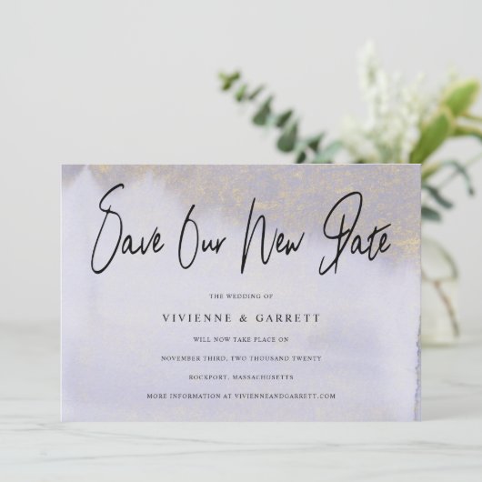 Weddenschap Uitstel opslaan onze nieuwe datumfoto Save The Date (Staand voorkant)