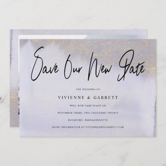 Weddenschap Uitstel opslaan onze nieuwe datumfoto Save The Date (Voorkant / Achterkant)