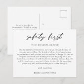 Weddenschap Uitstel Typografie Safety First COVID Aankondigingskaart (Voorkant / Achterkant)