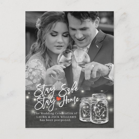 Weddenschap Uitstel Verblijf thuis en blijf veilig Aankondigingskaart (Voorkant)