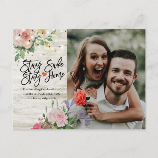 Weddenschap Uitstel Verblijf thuis en blijf veilig Aankondigingskaart (Voorkant)