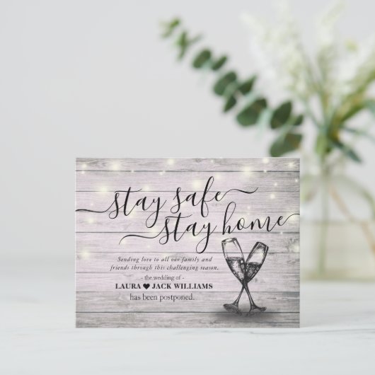 Weddenschap Uitstel Verblijf thuis Verblijf Veilig Aankondigingskaart (Staand voorkant)