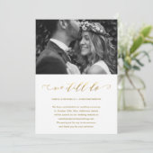 Weddenschap uitstellen Faux Gold We doen nog steed Aankondiging (Staand voorkant)