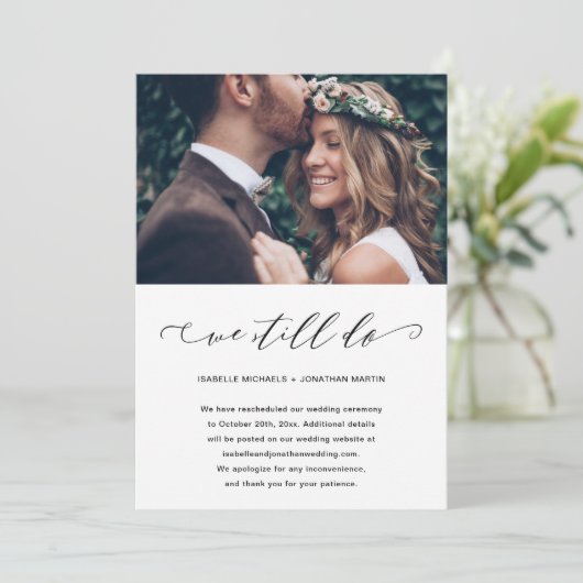 Weddenschap uitstellen We doen nog steeds foto Aankondiging (Staand voorkant)
