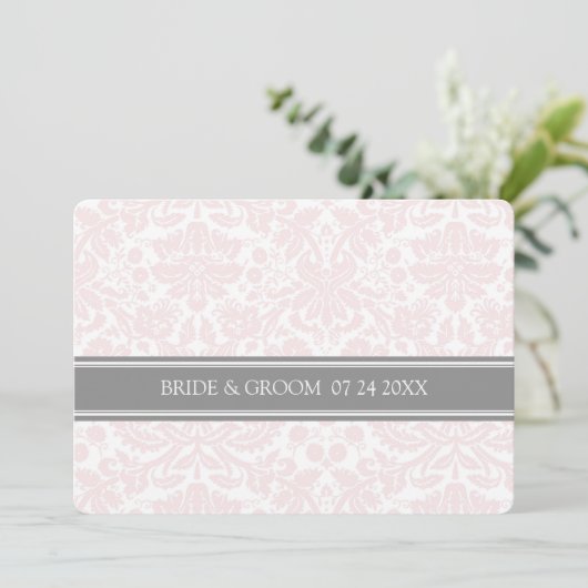 Weddenschap-uitvindingen Blush Grey Damask Pattern Kaart (Staand voorkant)