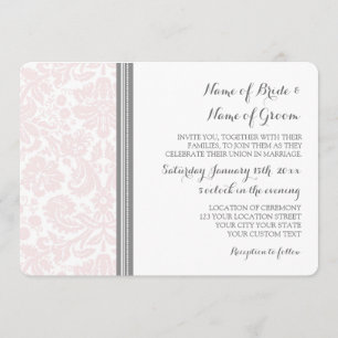 Weddenschap-uitvindingen Blush Grey Damask Pattern Kaart