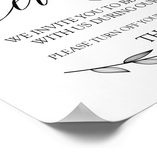 Weddenschap - Unplugged Ceremony Laurel Sign Poster (Hoek)