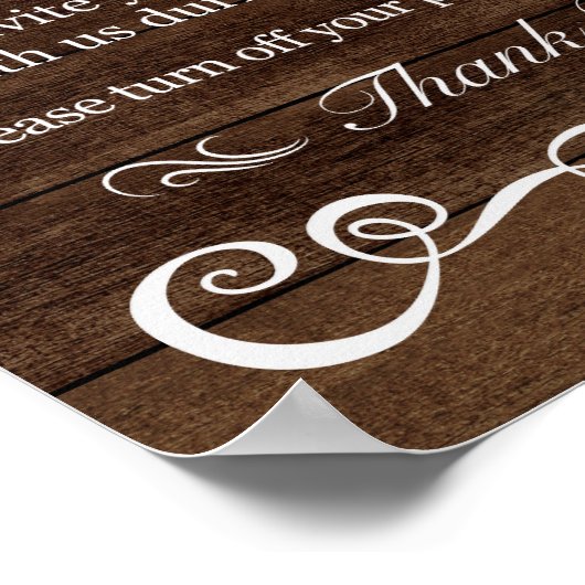 Weddenschap - Unplugged Ceremony Rustic Wedding Poster (Hoek)