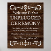 Weddenschap - Unplugged Ceremony Rustic Wedding Poster (Voorkant)