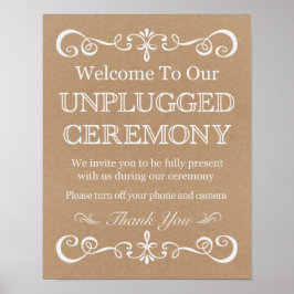 Weddenschap Unplugged Ceremony Rustic Wedding Sign Poster