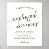 Weddenschap Unplugged Ceremony Sign Poster (Voorkant)