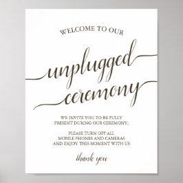 Weddenschap Unplugged Ceremony Sign Poster
