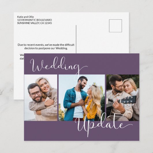Weddenschap Update 3 Foto Paars Uitstel Briefkaart (Voorkant / Achterkant)