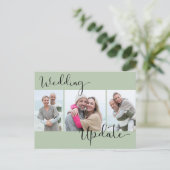 Weddenschap Update 3 Foto Sage Green Postpone Wedd Briefkaart (Staand voorkant)