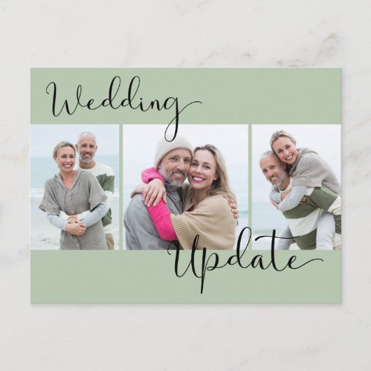 Weddenschap Update 3 Foto Sage Green Postpone Wedd Briefkaart (Voorkant)