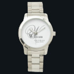 Weddenschap vader van de Bride Gift Monogram Class Horloge<br><div class="desc">Weddenschap vader van de Bride Gift Monogram Classic Watch. Klik personaliseren deze sjabloon om het met het initiaal van het Monogram, de naam en de huwelijksdatum snel en gemakkelijk aan te passen. Weddenschap vader van de Bride Gift Monogram Classic Watch, is onderdeel van het Collectie van de Ouder Gifts in...</div>