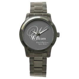 Weddenschap vader van de groom Gift Monogram Cool  Horloge