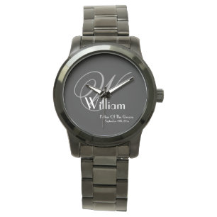 Weddenschap vader van de groom Gift Monogram Cool Horloge