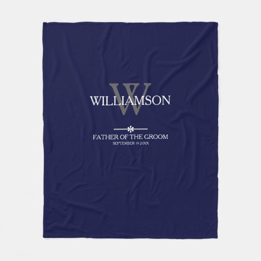 Weddenschap vader van de groom Gift Monogram Elega Fleece Deken (Voorkant)
