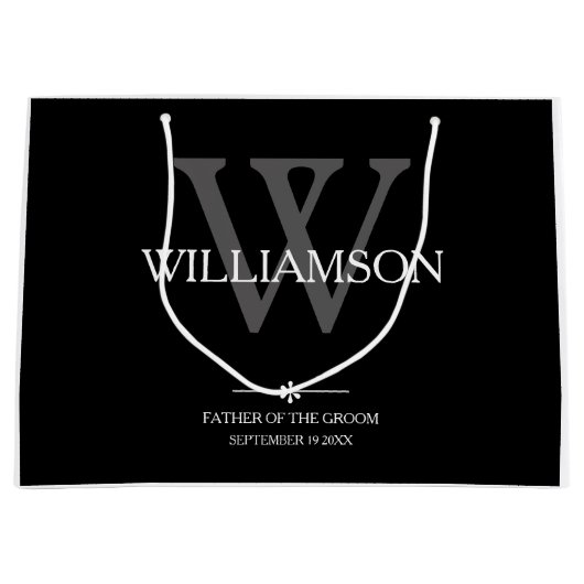 Weddenschap vader van de groom Gift Monogram Elega Groot Cadeauzakje (Voorkant)