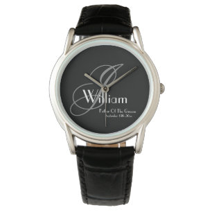 Weddenschap vader van de groom Gift Monogram sport Horloge