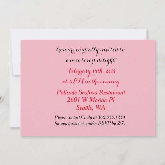 Weddenschap Valentijnsdag Romantic Heart Kaart (Achterkant)