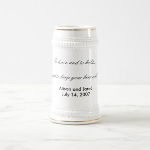 Weddenschap van bier - huwelijksgunst of cadeau bierpul