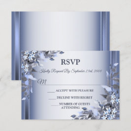 Weddenschap van de marineblauw Floral Silver Grey RSVP Kaartje