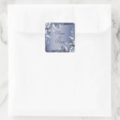 Weddenschap van de marineblauw Floral Silver Grey Vierkante Sticker (Tas)