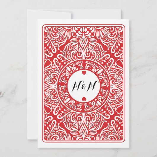 Weddenschap van een hartenspeelkaartje uitnodigen kaart (Achterkant)