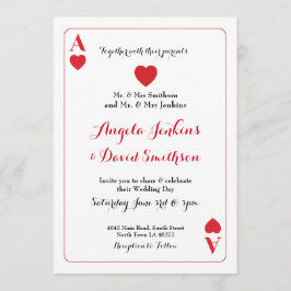 Weddenschap van een hartenspeelkaartje uitnodigen kaart