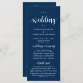 Weddenschap van, Modern Wedding Ceremonie, Navy Bl Programmakaart (Voorkant / Achterkant)