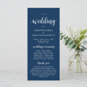 Weddenschap van, Modern Wedding Ceremonie, Navy Bl Programmakaart (Staand voorkant)