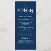 Weddenschap van, Modern Wedding Ceremonie, Navy Bl Programmakaart (Voorkant)