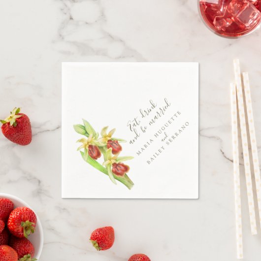 Weddenschap van primeurs van orchideeën servetten (Insitu)