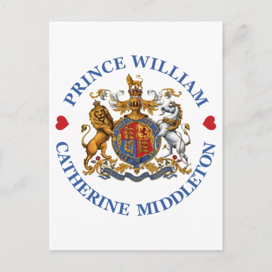 Weddenschap van prins William en Catherine Middlet Briefkaart (Voorkant)